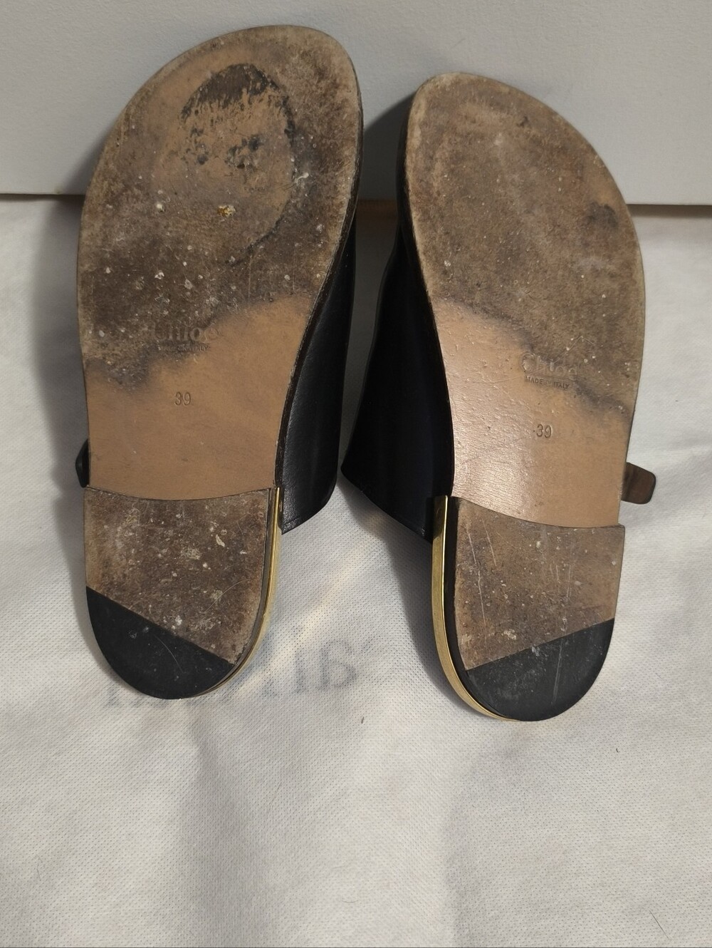 Chloé Wave Black Leather Flat Sandals 38 - Picture 15 of 15